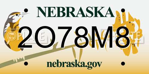 2O78M8 Nebraska License Plate