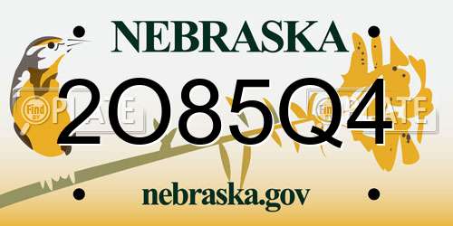 2O85Q4 Nebraska License Plate