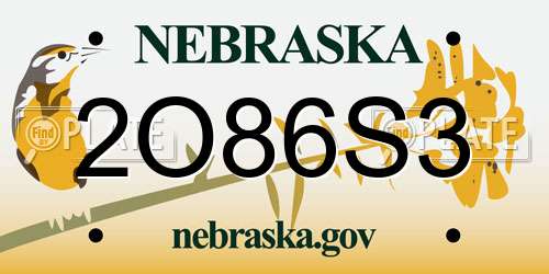 2O86S3 Nebraska License Plate