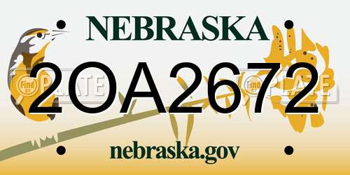 2OA2672 Nebraska License Plate