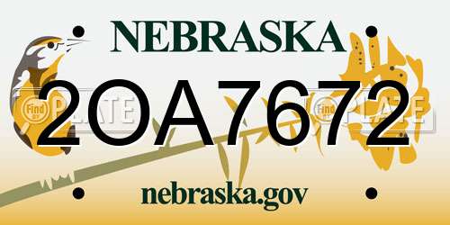 2OA7672 Nebraska License Plate