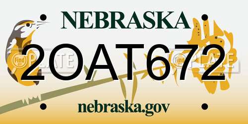2OAT672 Nebraska License Plate