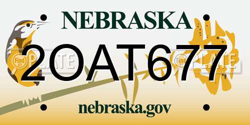 2OAT677 Nebraska License Plate