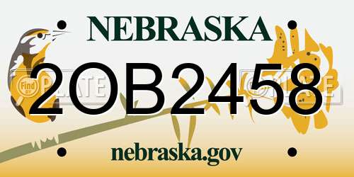 2OB2458 Nebraska License Plate