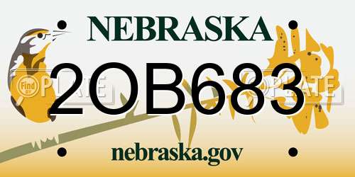 2OB683 Nebraska License Plate