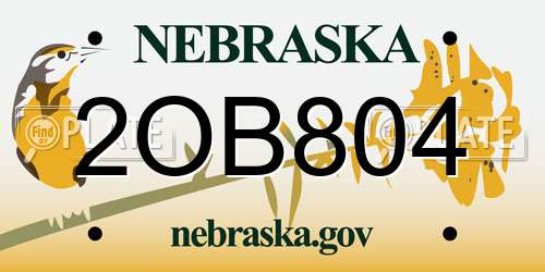 2OB804 Nebraska License Plate