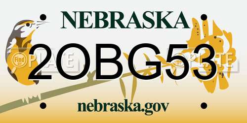 2OBG53 Nebraska License Plate