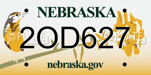 2OD627 Nebraska License Plate
