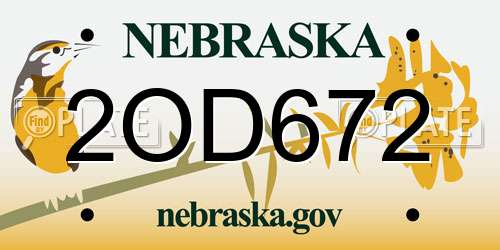 2OD672 Nebraska License Plate
