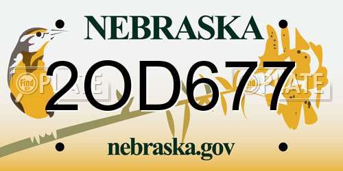 2OD677 Nebraska License Plate