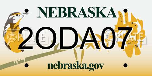 2ODA07 Nebraska License Plate