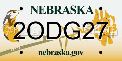2ODG27 Nebraska License Plate