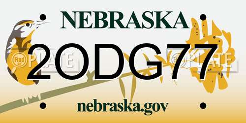 2ODG77 Nebraska License Plate