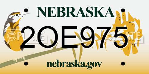 2OE975 Nebraska License Plate