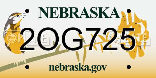 2OG725 Nebraska License Plate