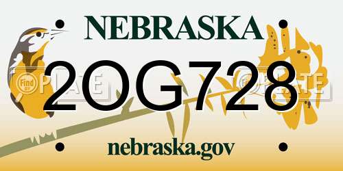 2OG728 Nebraska License Plate