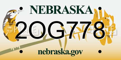 2OG778 Nebraska License Plate