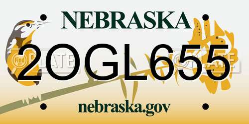 2OGL655 Nebraska License Plate