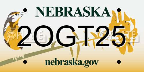 2OGT25 Nebraska License Plate