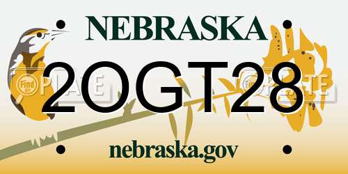 2OGT28 Nebraska License Plate