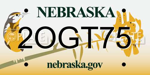 2OGT75 Nebraska License Plate