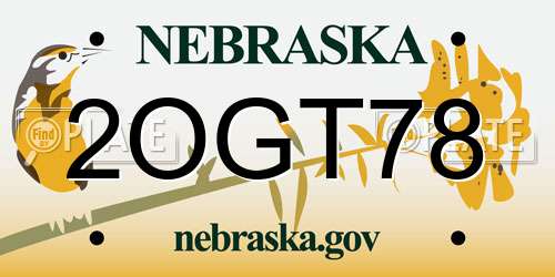 2OGT78 Nebraska License Plate