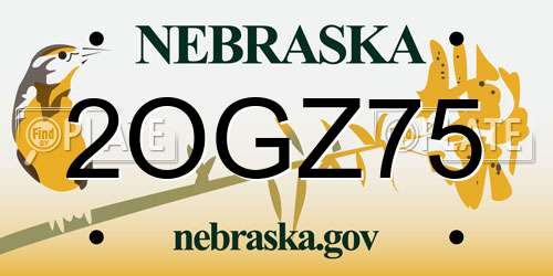2OGZ75 Nebraska License Plate