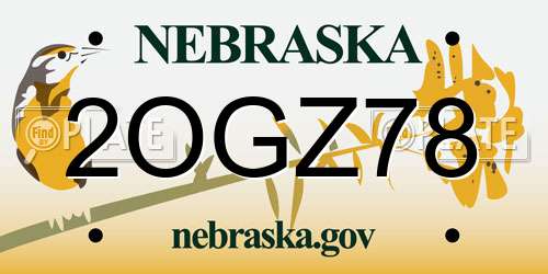 2OGZ78 Nebraska License Plate