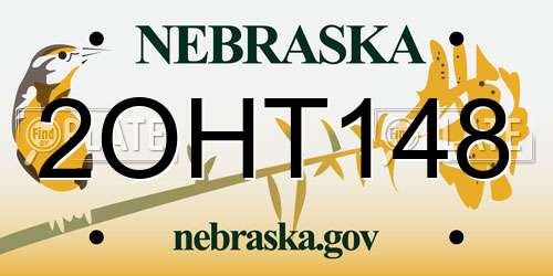 2OHT148 Nebraska License Plate
