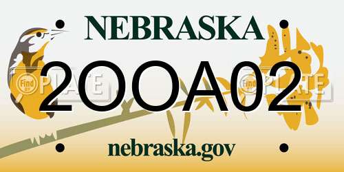 2OOA02 Nebraska License Plate