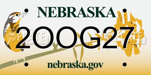 2OOG27 Nebraska License Plate