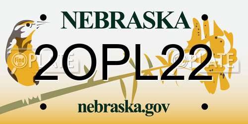 2OPL22 Nebraska License Plate