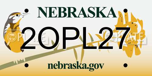 2OPL27 Nebraska License Plate