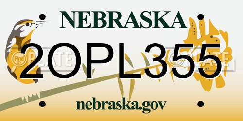 2OPL355 Nebraska License Plate