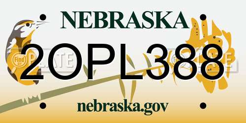 2OPL388 Nebraska License Plate