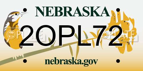 2OPL72 Nebraska License Plate
