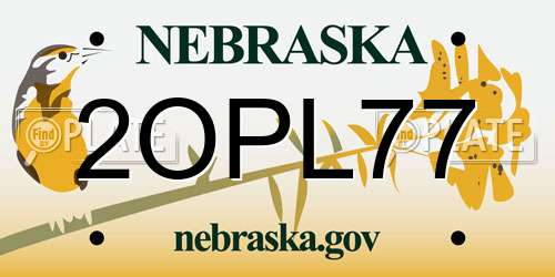 2OPL77 Nebraska License Plate