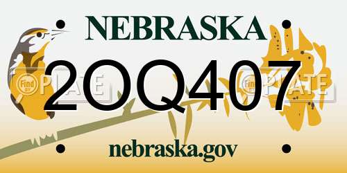 2OQ407 Nebraska License Plate