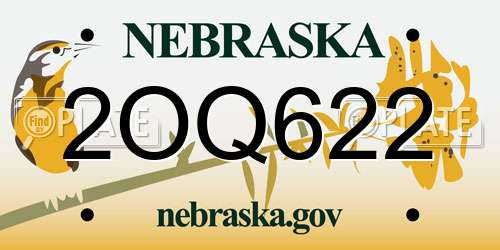 2OQ622 Nebraska License Plate