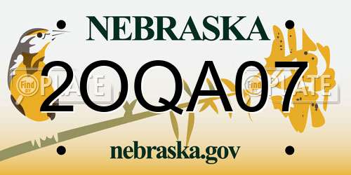 2OQA07 Nebraska License Plate