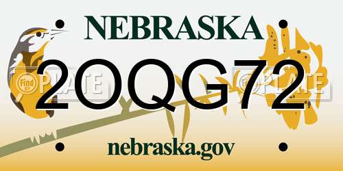 2OQG72 Nebraska License Plate