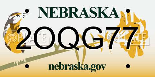 2OQG77 Nebraska License Plate