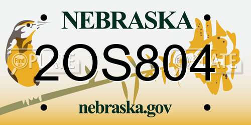 2OS804 Nebraska License Plate