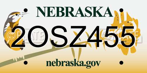 2OSZ455 Nebraska License Plate