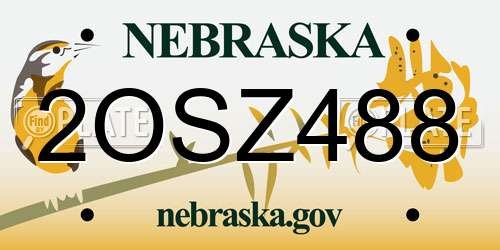 2OSZ488 Nebraska License Plate