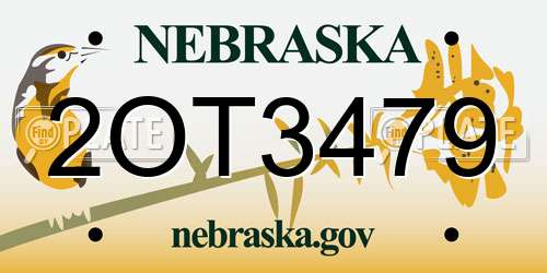 2OT3479 Nebraska License Plate