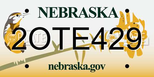 2OTE429 Nebraska License Plate