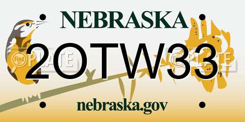 2OTW33 Nebraska License Plate