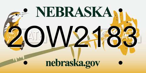 2OW2183 Nebraska License Plate