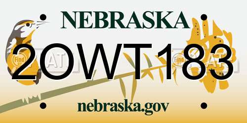 2OWT183 Nebraska License Plate